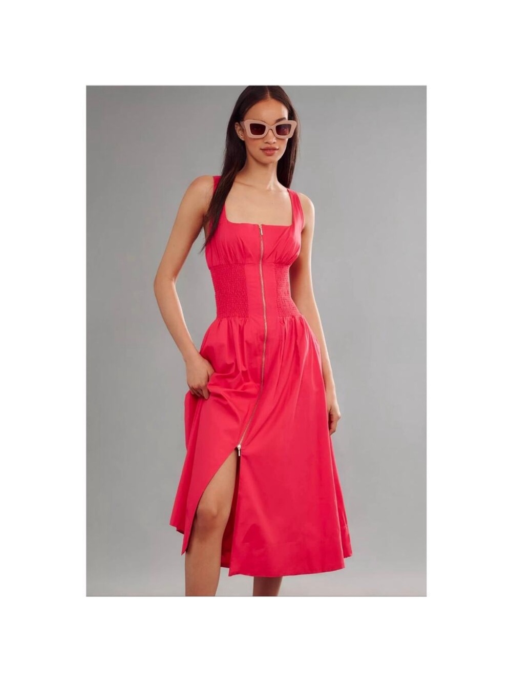 Anthropologie pink midi dress